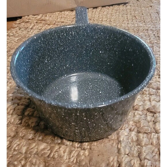 Vintage Blue GraniteWare 2 Qt Cook Sauce Pot Speckled Enamel Natural Cookware - Picture 1 of 16
